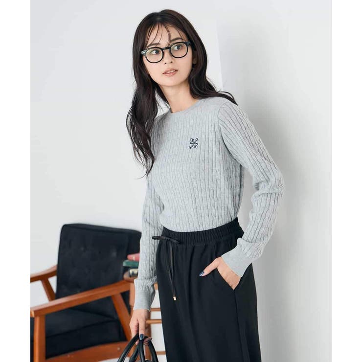 ワンポイント刺繍ケーブルニット | a.v.v【WOMEN】 | 詳細画像37 