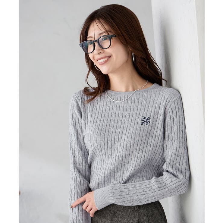 ワンポイント刺繍ケーブルニット | a.v.v【WOMEN】 | 詳細画像42 
