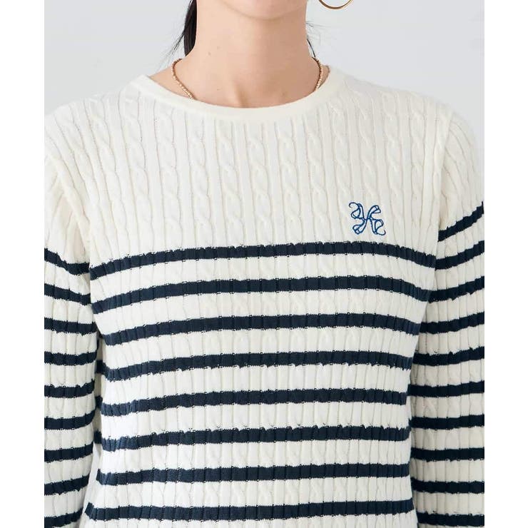 ワンポイント刺繍ケーブルニット | a.v.v【WOMEN】 | 詳細画像9 