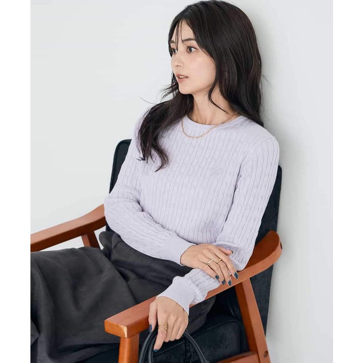 ラベンダー | ワンポイント刺繍ケーブルニット | a.v.v【WOMEN】