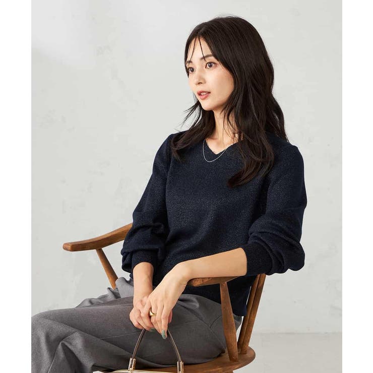 【洗える】ラメVネック美ラクるパフスリーブニット | a.v.v【WOMEN】 | 詳細画像10 