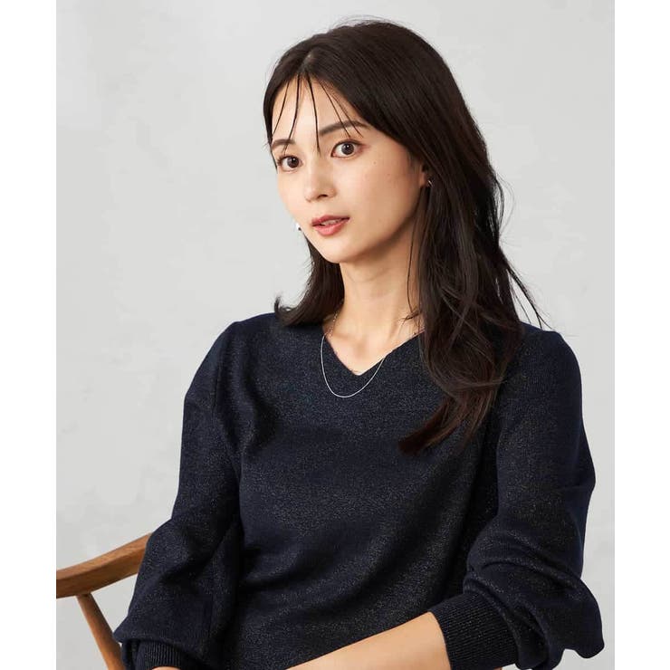 【洗える】ラメVネック美ラクるパフスリーブニット | a.v.v【WOMEN】 | 詳細画像12 