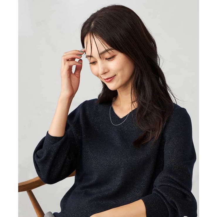 【洗える】ラメVネック美ラクるパフスリーブニット | a.v.v【WOMEN】 | 詳細画像13 