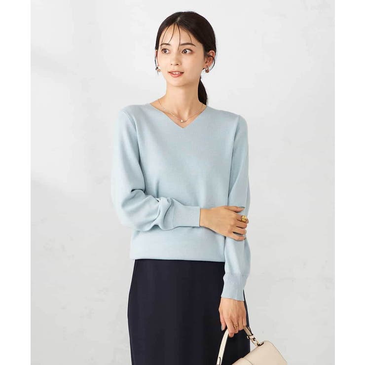 【洗える】ラメVネック美ラクるパフスリーブニット | a.v.v【WOMEN】 | 詳細画像3 