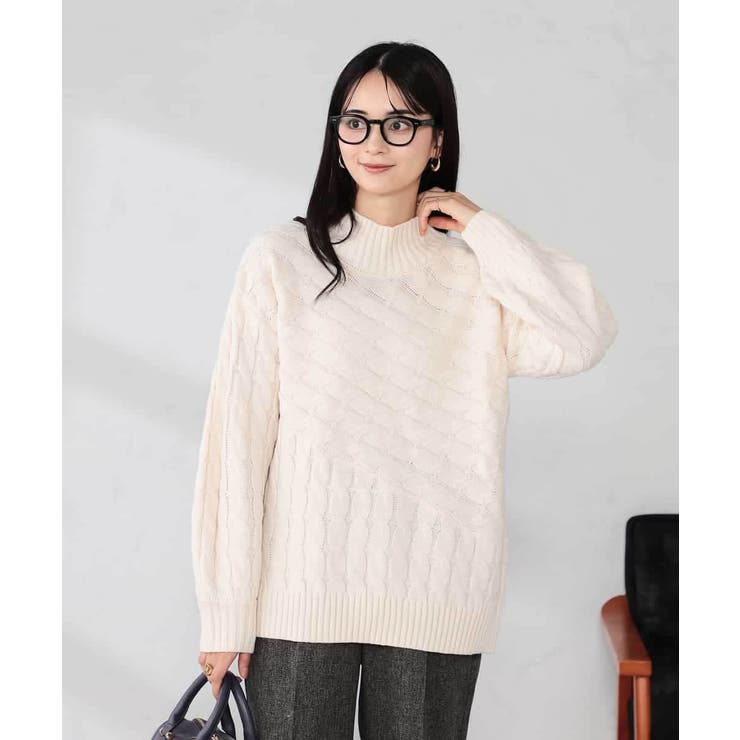 ケーブル編みバイアスデザインニット | a.v.v【WOMEN】 | 詳細画像12 