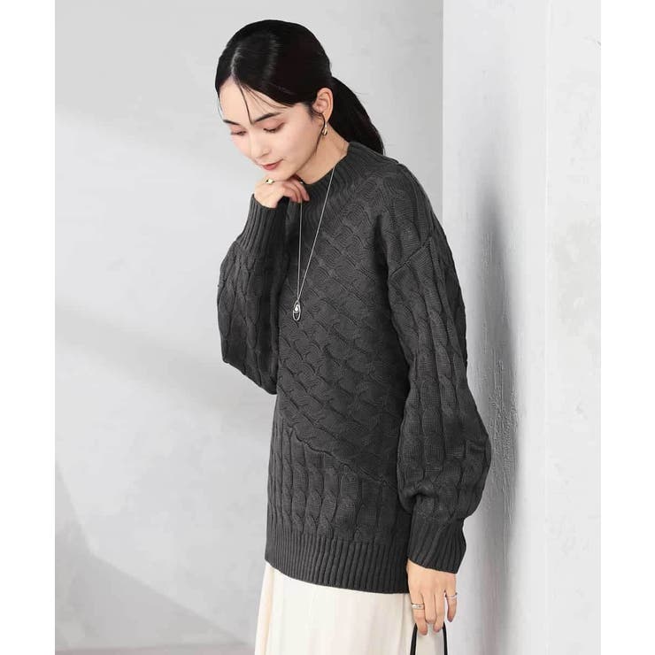 ケーブル編みバイアスデザインニット | a.v.v【WOMEN】 | 詳細画像19 