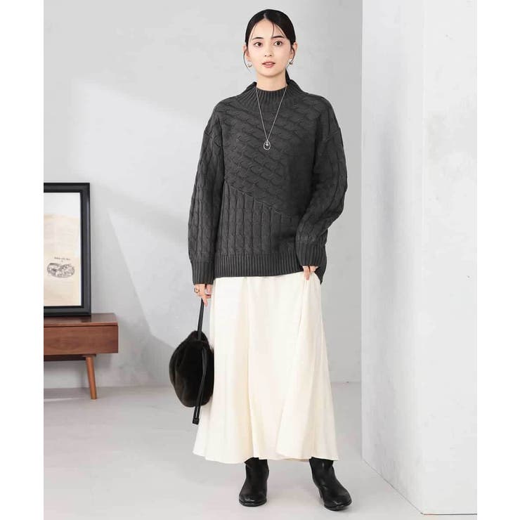 ケーブル編みバイアスデザインニット | a.v.v【WOMEN】 | 詳細画像21 