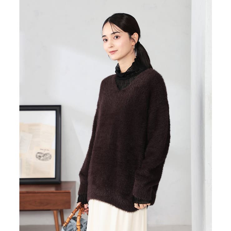 フェザーヤーンVネックニット | a.v.v【WOMEN】 | 詳細画像14 