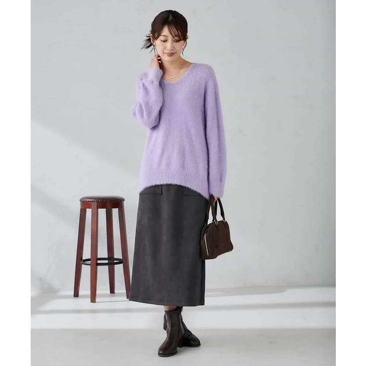 フェザーヤーンVネックニット | a.v.v【WOMEN】 | 詳細画像2 