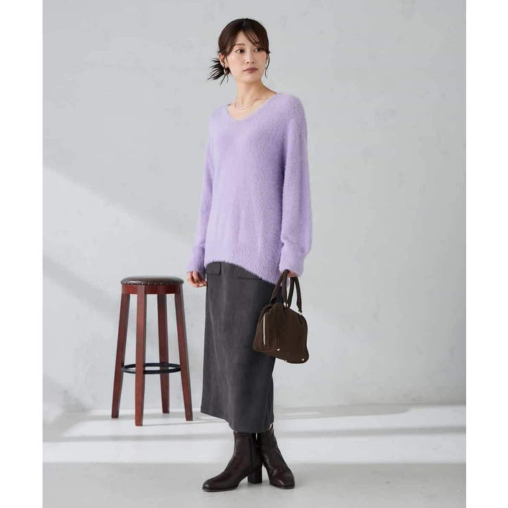 フェザーヤーンVネックニット | a.v.v【WOMEN】 | 詳細画像3 