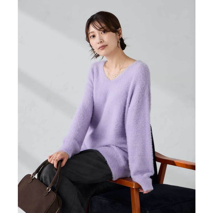 フェザーヤーンVネックニット | a.v.v【WOMEN】 | 詳細画像33 