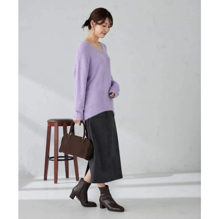 フェザーヤーンVネックニット | a.v.v【WOMEN】 | 詳細画像4 