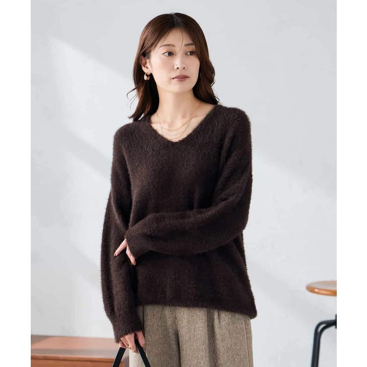 フェザーヤーンVネックニット | a.v.v【WOMEN】 | 詳細画像5 