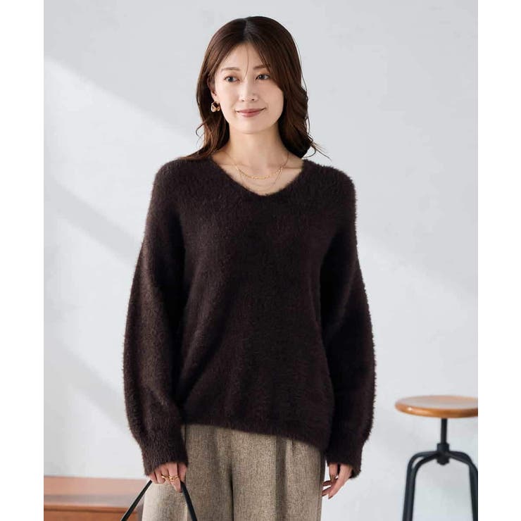 フェザーヤーンVネックニット | a.v.v【WOMEN】 | 詳細画像6 