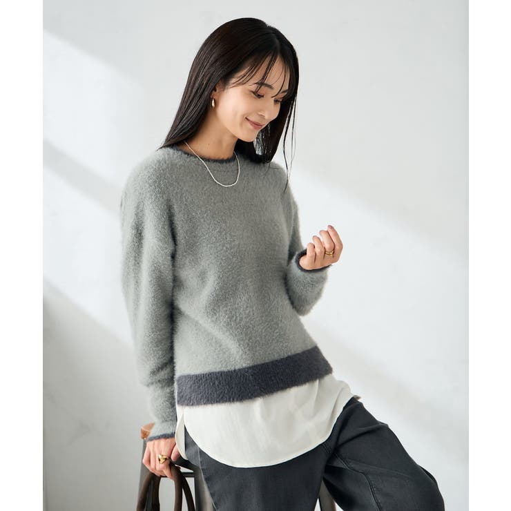 フェザーヤーンバイカラーニット | a.v.v【WOMEN】 | 詳細画像1 
