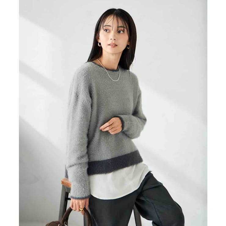 フェザーヤーンバイカラーニット | a.v.v【WOMEN】 | 詳細画像24 