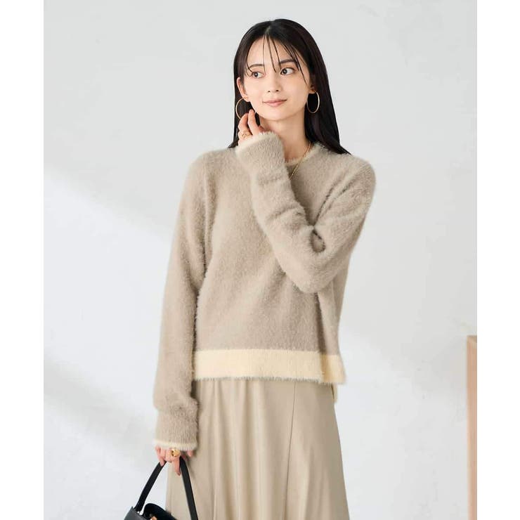 グレージュ | フェザーヤーンバイカラーニット | a.v.v【WOMEN】