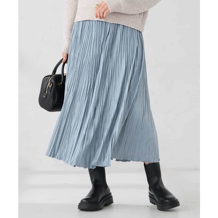 ブルー | 【洗える】フェイクスエードランダムプリーツスカート | a.v.v【WOMEN】