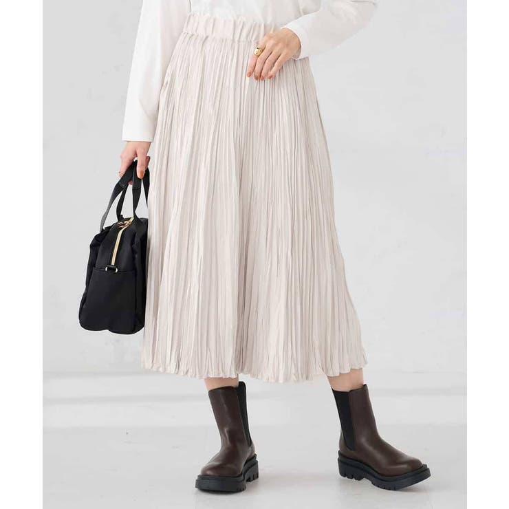 アイボリー | 【洗える】フェイクスエードランダムプリーツスカート | a.v.v【WOMEN】