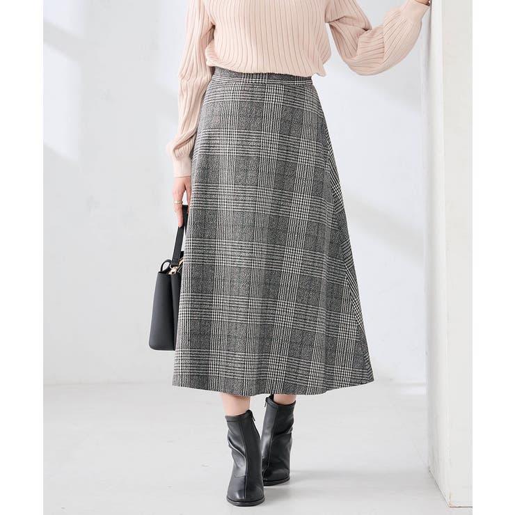 【雑誌InRed(宝島社)1月・2月合併号掲載】チェック柄フレアスカート | a.v.v【WOMEN】 | 詳細画像1 