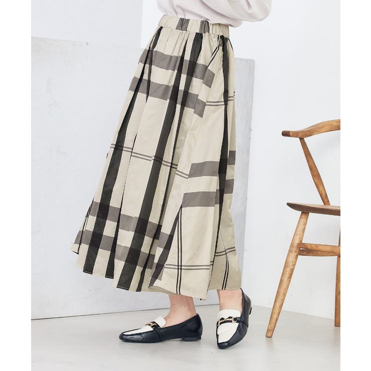 ブラック | ビックチェックタフタスカート | a.v.v【WOMEN】