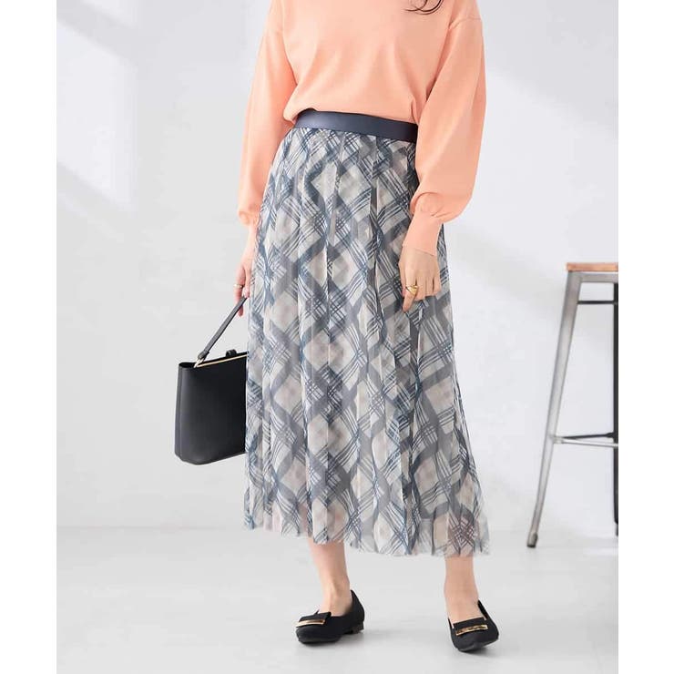 ネイビー | チェック柄チュールスカート | a.v.v【WOMEN】