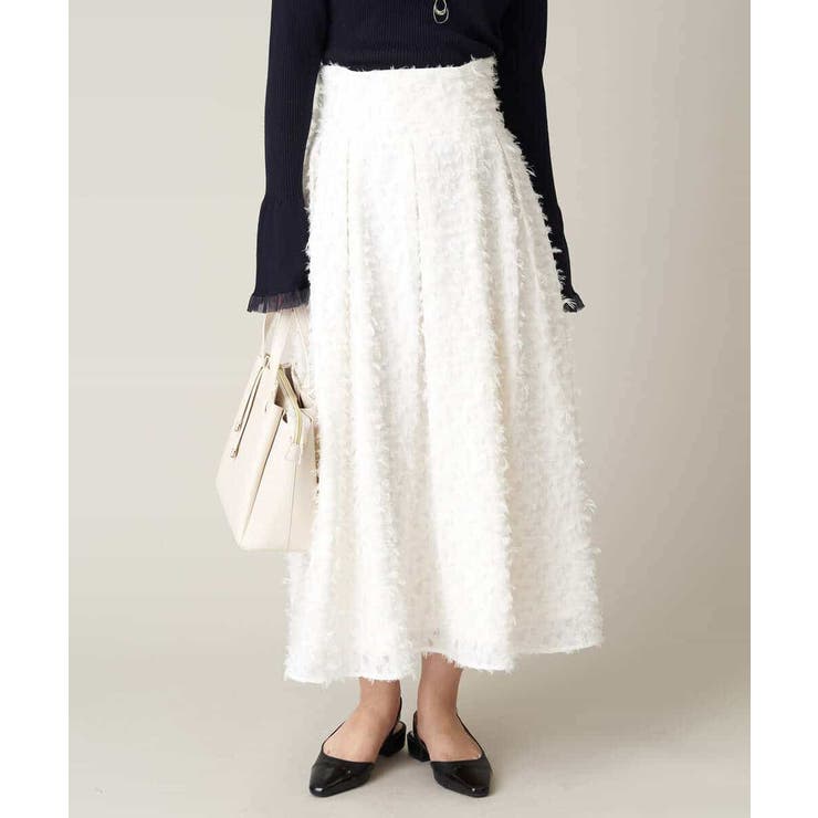 アイボリー | フリンジジャガードタックフレアスカート | a.v.v【WOMEN】