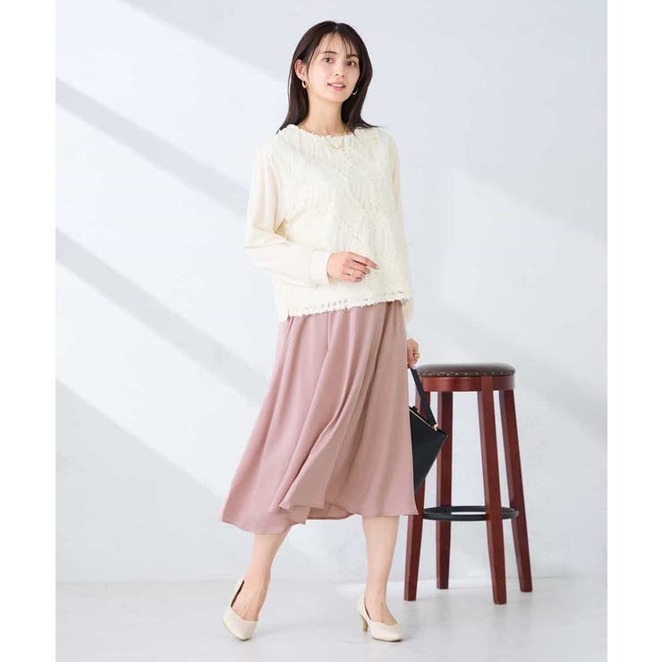 【洗える/イージーケア】シルキーサテンフレアスカート | a.v.v【WOMEN】 | 詳細画像5 