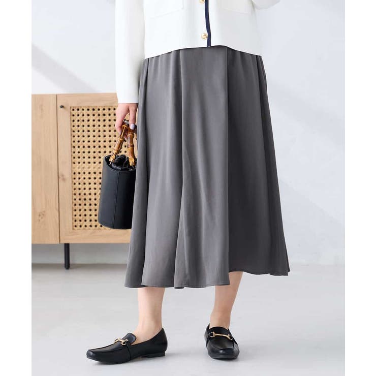 【洗える/イージーケア】シルキーサテンフレアスカート | a.v.v【WOMEN】 | 詳細画像7 