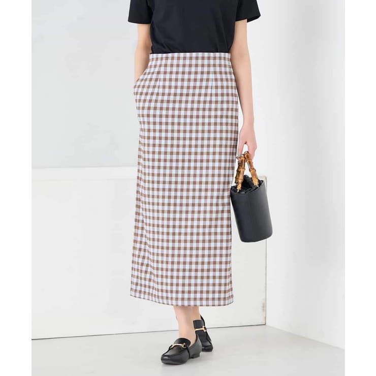 【洗濯機で洗える】ギンガムチェック柄ナロースカート | a.v.v【WOMEN】 | 詳細画像2 
