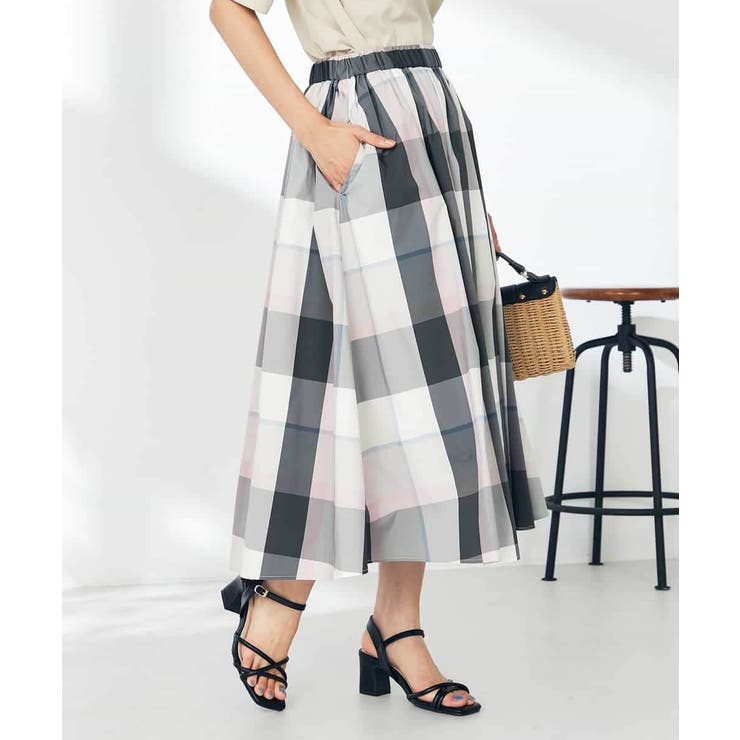 【接触冷感/洗える】ビックチェックタフタスカート | a.v.v【WOMEN】 | 詳細画像1 