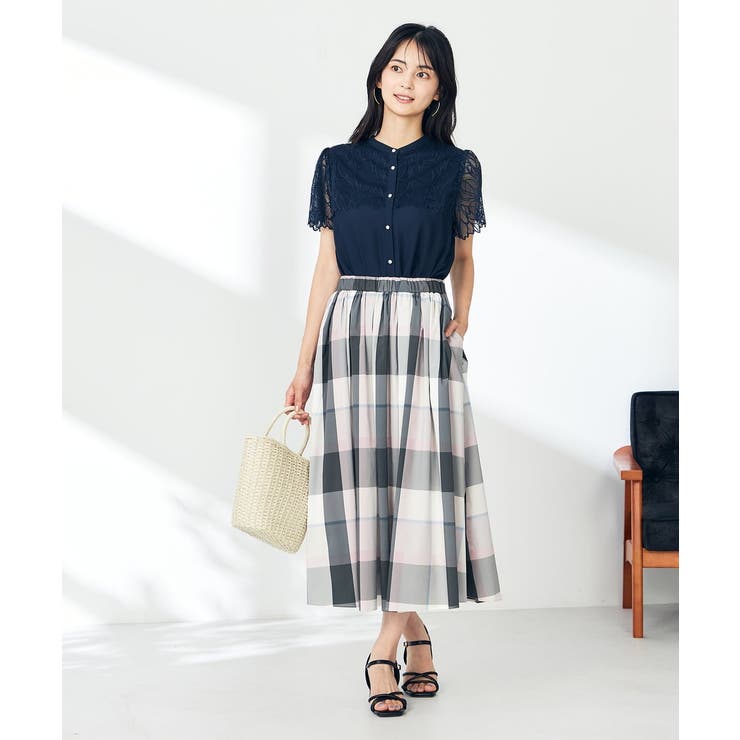 【接触冷感/洗える】ビックチェックタフタスカート | a.v.v【WOMEN】 | 詳細画像4 