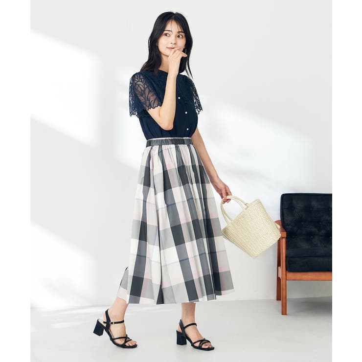 【接触冷感/洗える】ビックチェックタフタスカート | a.v.v【WOMEN】 | 詳細画像5 