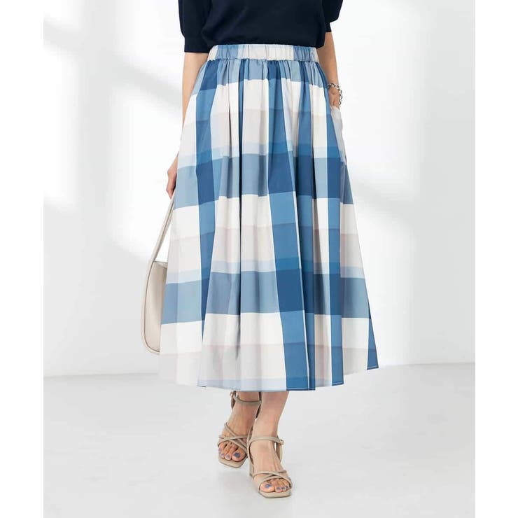 ブルー | 【接触冷感/洗える】ビックチェックタフタスカート | a.v.v【WOMEN】