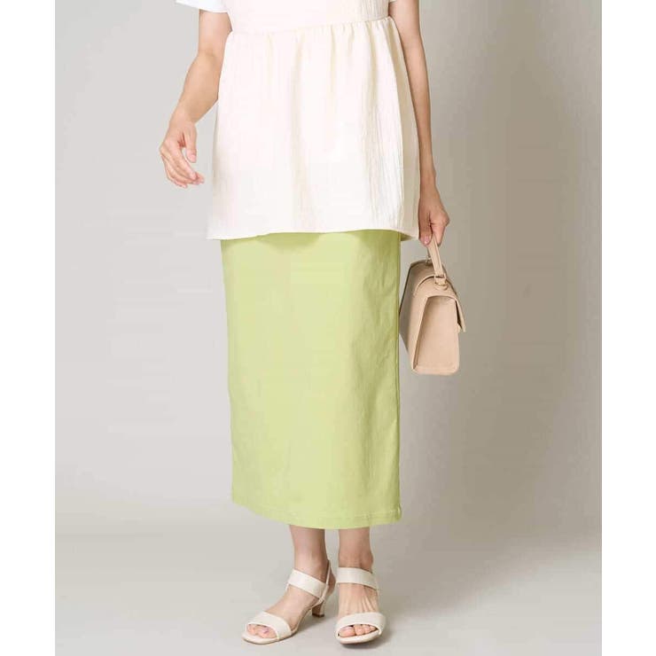 グリーン | 【接触冷感/UVカット/洗える】ハイパーストレッチナロースカート | a.v.v【WOMEN】
