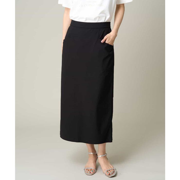 ブラック | 【接触冷感/UVカット/洗える】ハイパーストレッチナロースカート | a.v.v【WOMEN】
