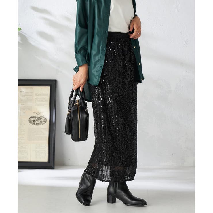 スパンコールナロースカート | a.v.v【WOMEN】 | 詳細画像1 