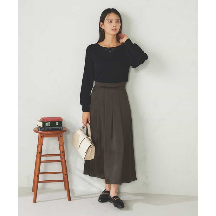 【マシンウォッシャブル】タックフレアサテンスカート | a.v.v【WOMEN】 | 詳細画像10 