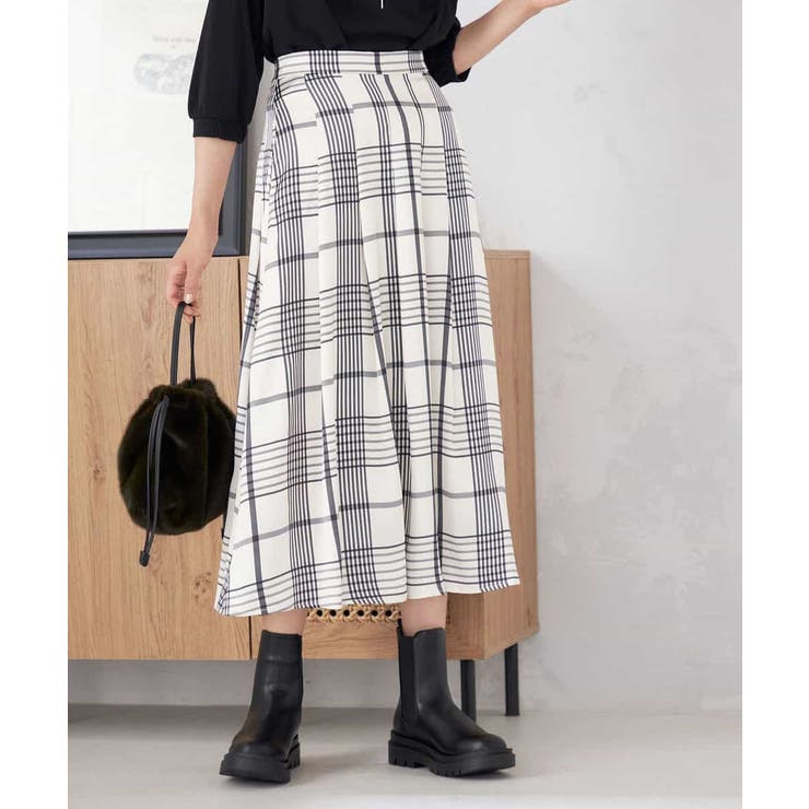 【マシンウォッシャブル】タックフレアサテンスカート | a.v.v【WOMEN】 | 詳細画像2 