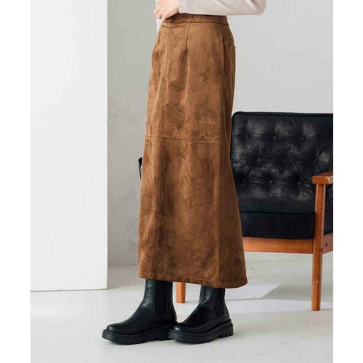 ブラウン | 【洗える】フェイクスエードナローロングスカート | a.v.v【WOMEN】