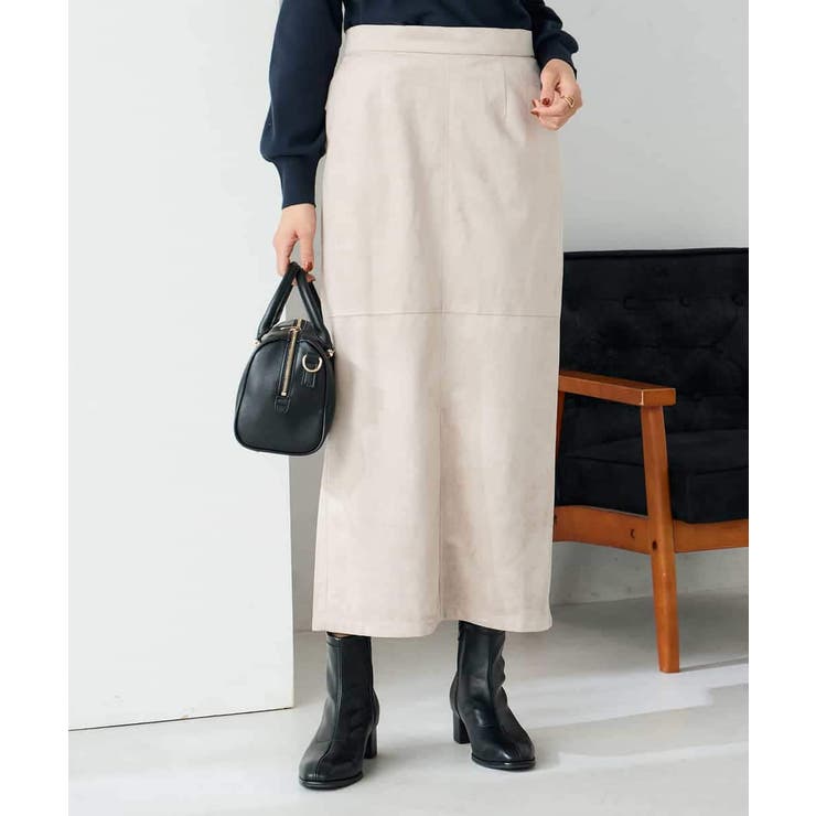 グレージュ | 【洗える】フェイクスエードナローロングスカート | a.v.v【WOMEN】