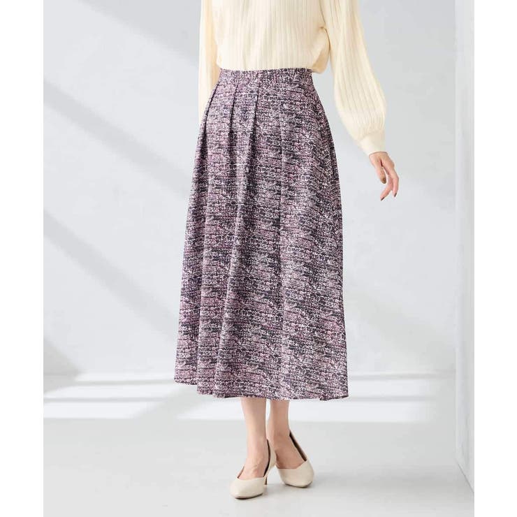 パープル | 【洗える】ツイードプリントフレアスカート | a.v.v【WOMEN】