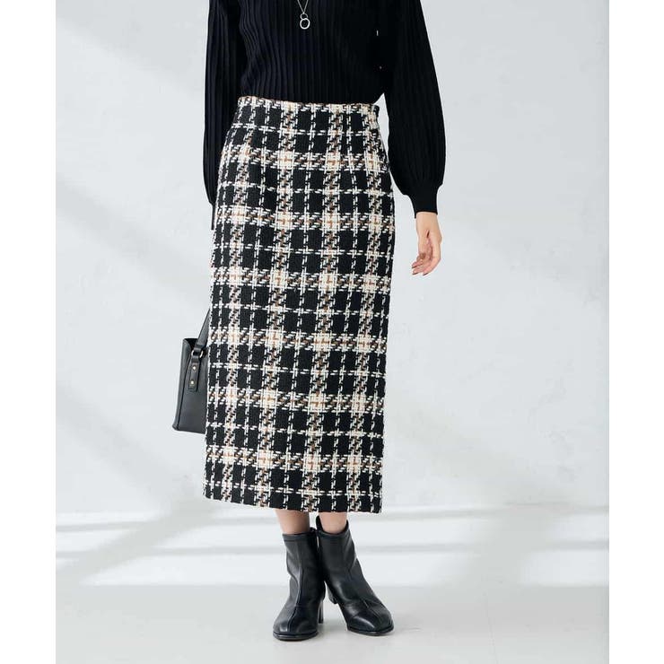 ブラック | ロービングツイードナロースカート | a.v.v【WOMEN】