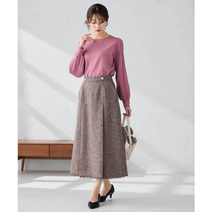 ツイード調裾フリンジAラインスカート | a.v.v【WOMEN】 | 詳細画像10 