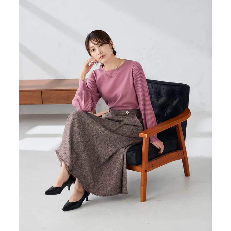 ツイード調裾フリンジAラインスカート | a.v.v【WOMEN】 | 詳細画像13 