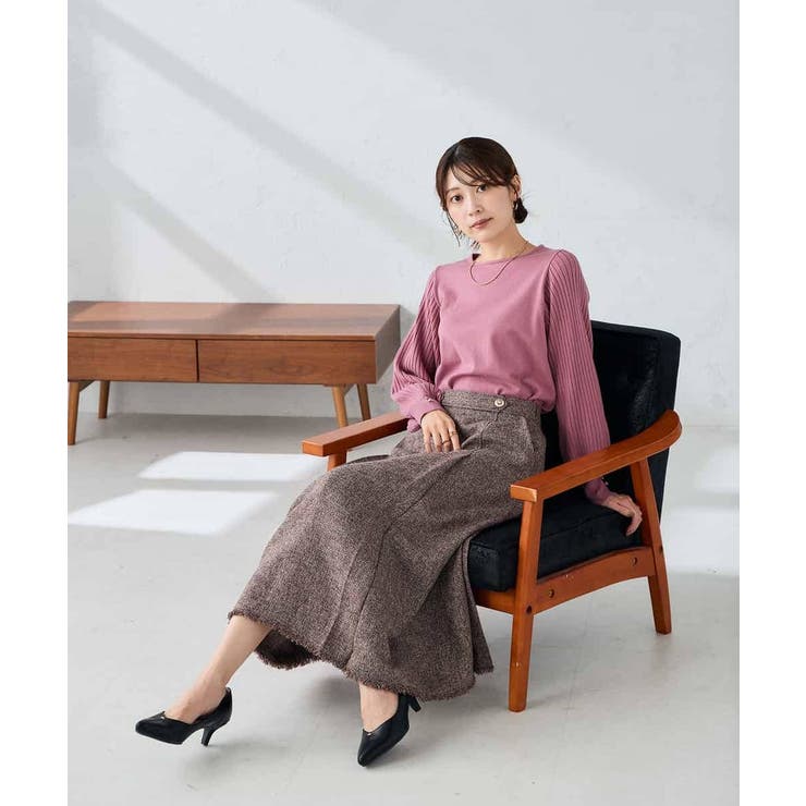 ツイード調裾フリンジAラインスカート | a.v.v【WOMEN】 | 詳細画像15 