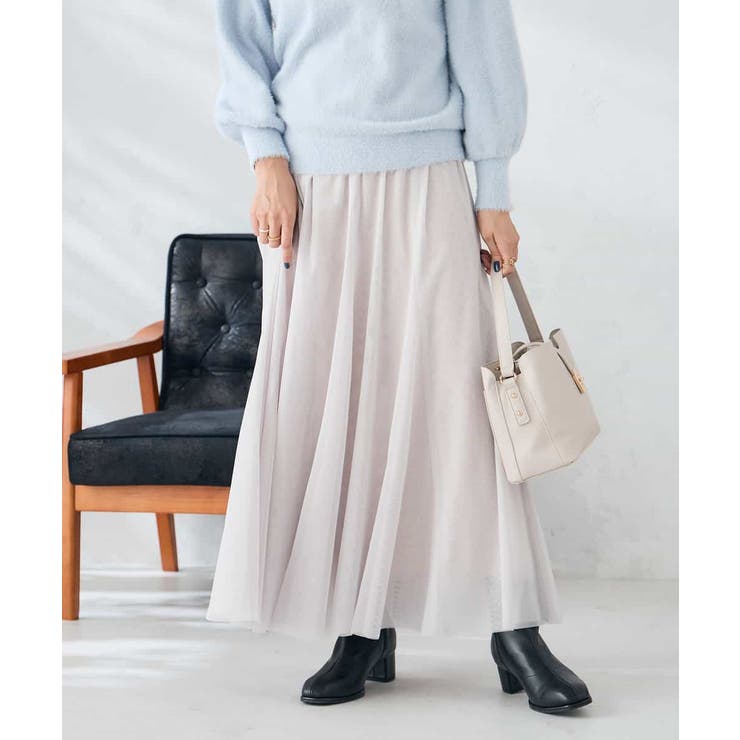 アイボリー | 【洗える】チュールフレアスカート | a.v.v【WOMEN】