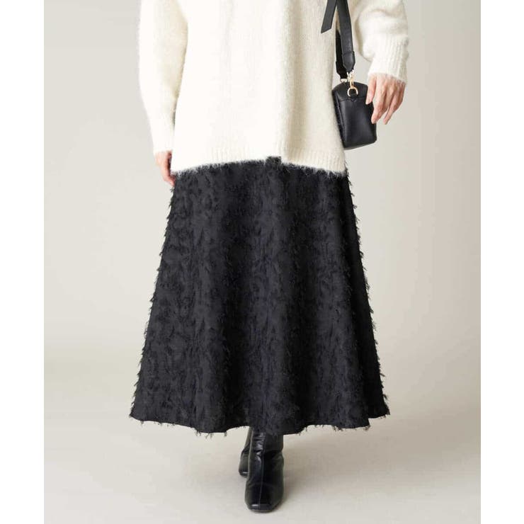 ブラック | フリンジジャガードフレアスカート | a.v.v【WOMEN】