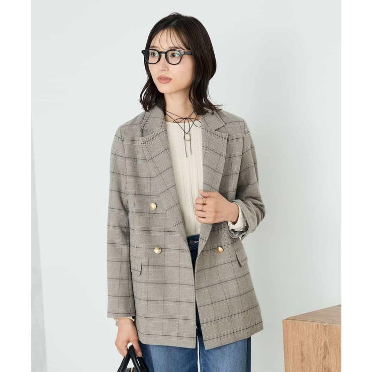 グレンチェック | 【ストレッチ/雑誌InRed(宝島社)11月号掲載】ダブルブレストジャケット | a.v.v【WOMEN】