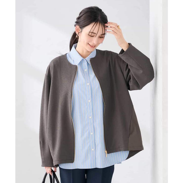 異素材切り替えノーカラーブルゾン | a.v.v【WOMEN】 | 詳細画像11 